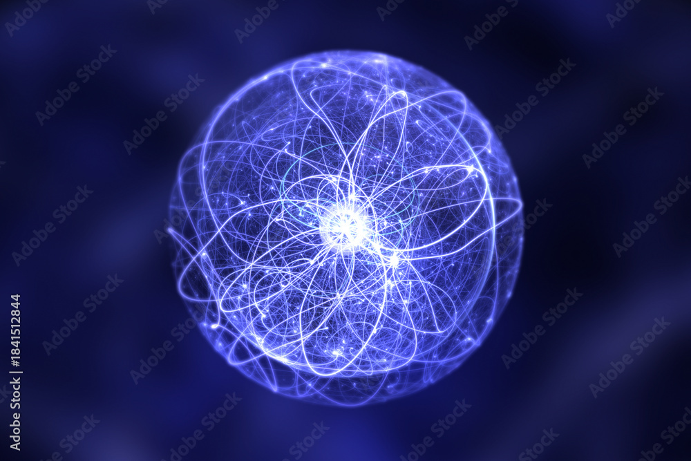 Fototapeta premium Subatomic chaos, quantum fluctuation, 3D rendering. No-AI