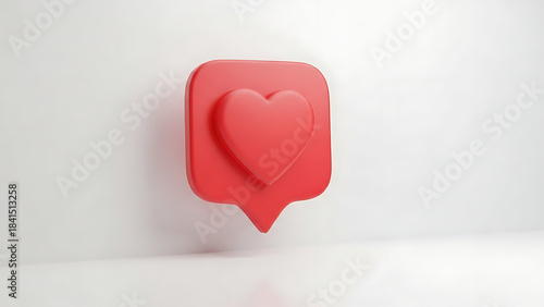 a vibrant and minimalist rendering showcases a red heart icon nestled within a rounded square notification badge on a stark white background high quality professional detailed