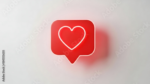 a minimalist depiction of a glowing red square with rounded corners containing a white outlined heart shape set against a pale background high quality professional detailed