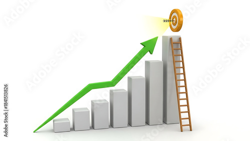 a visual representation of financial growth and success is shown with a green arrow ladder and target high quality professional detailed modern elegant stylish clean crisp