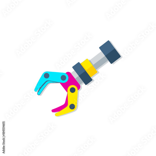 Colorful Robotic Claw with Cyan, Magenta, and Yellow Accents.