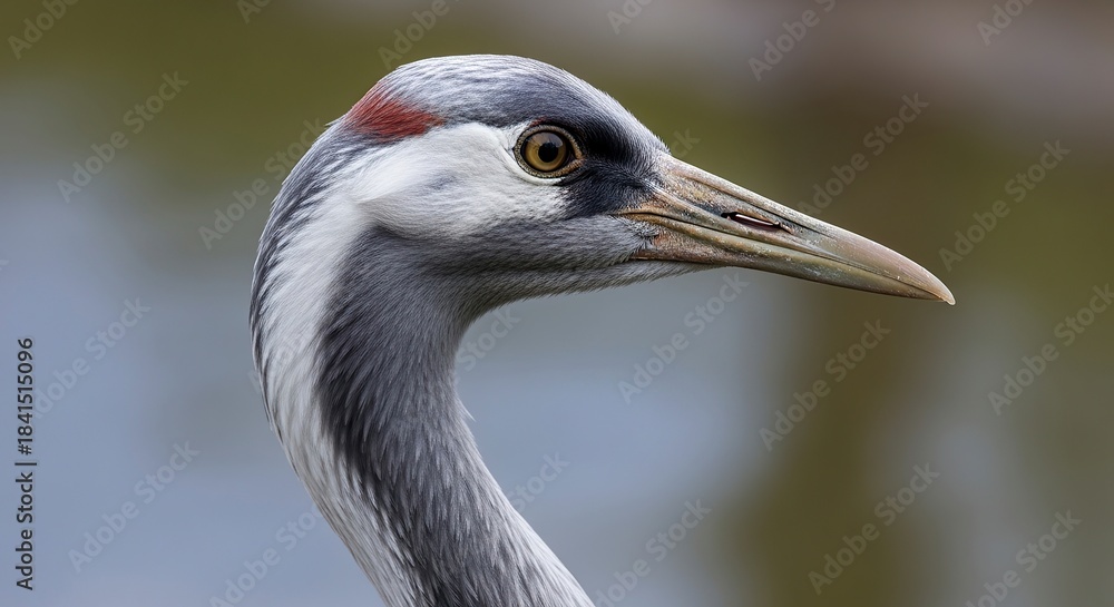Obraz premium Elegant Crane Portrait - A Detailed Study of Avian Beauty.