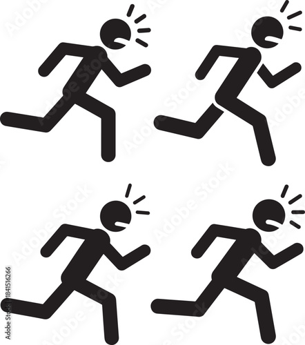 Four running figures in a silhouette silhouette