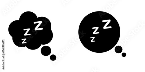 Sleeping icon. Sleep comic bubble zzz icon illustration on white background.