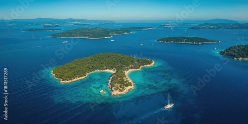 Islands and waters of a Croatian archipelago, natural beauty and coastal geography
