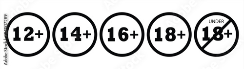 Set of age restriction signs. Age limit concept icon vector