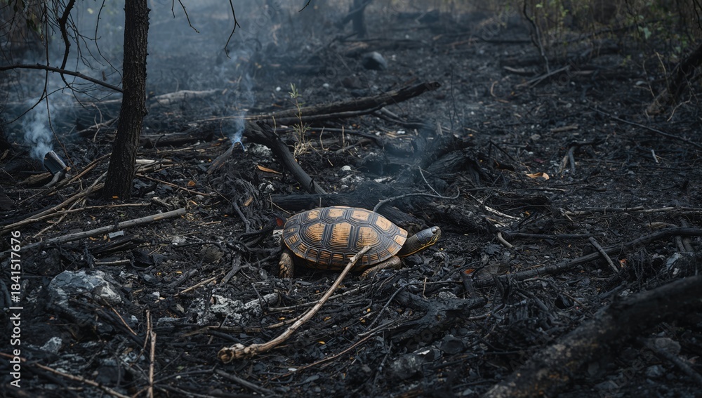Obraz premium After large wildfires in Evros, Greece, environmental restoration actions are ongoing to prevent future disasters, Earth Day
