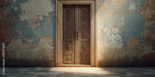 Fototapeta Naklejka Na Ścianę i Meble -  Vintage house walls and door details, used for layout or editorial header backgrounds