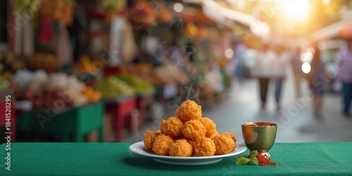 Malay snack called cucur udang, shrimp and wheat flour batter prepared for deep frying, food safety focus