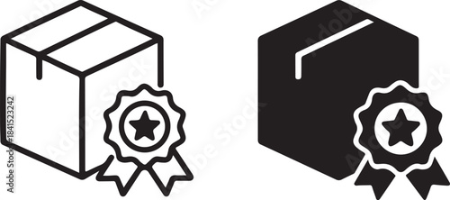 Certification box quality products Vector icon