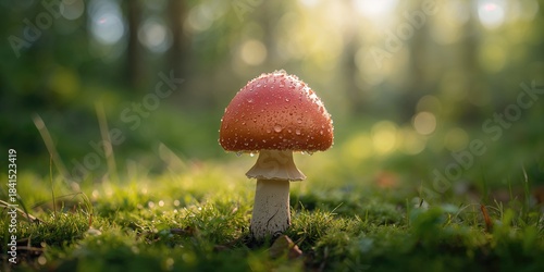 Red belted conk with dewdrops, surface texture for scientific study