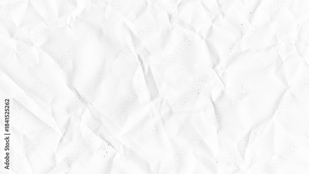 Fototapeta premium Crumpled paper texture background. White wrinkled sheet. Overlay effect image