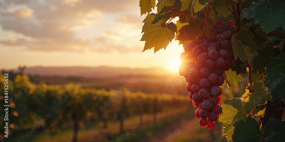 Obraz premium Detailed view of red grapes on the vine, highlighting natural ripeness for juice extraction, Earth Day