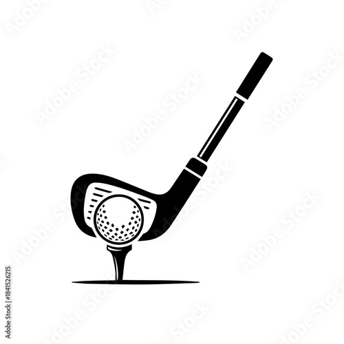 Golf Club and Ball: A detailed illustration of a golf club poised to strike a golf ball, a scene of precision and focus in the game of golf, perfectly capturing the essence of sportsmanship.