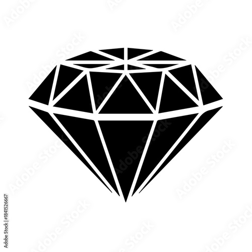 Elegant Diamond: Captivating monochrome image of a glistening, exquisitely cut gemstone, showcasing intricate facets and timeless elegance. 