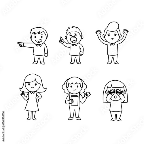 Children Expressing Emotions and Actions illustration vector