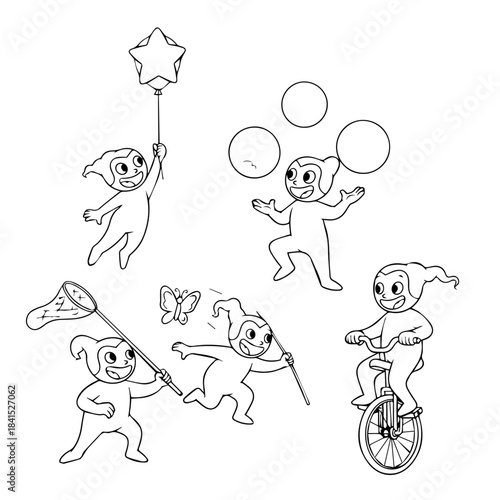 Playful Characters in Motion illustration vector