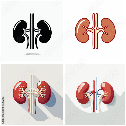 Download human kidney organs vector in various styles and colors for educational and healthcare design projects