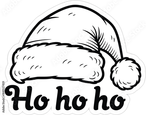 A cheerful Santa hat design celebrating the festive holiday spirit with classic Ho ho ho text and fun