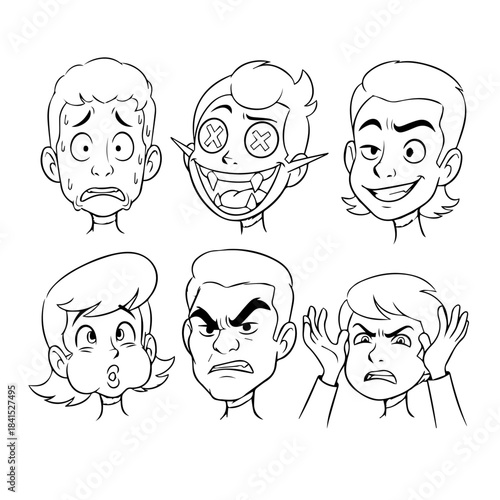 Expressive Cartoon Faces illustration vector