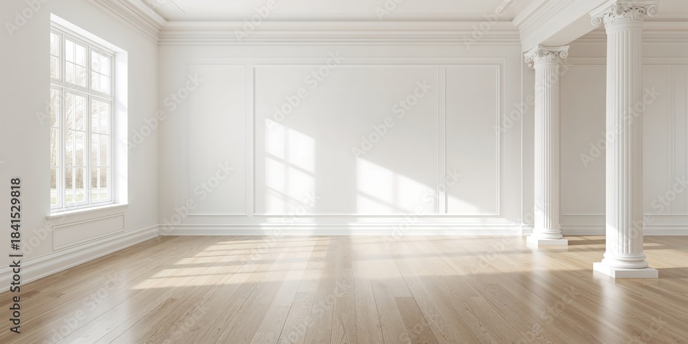 Naklejka premium Empty room with window to furnish, serving as a background for interior design layout planning