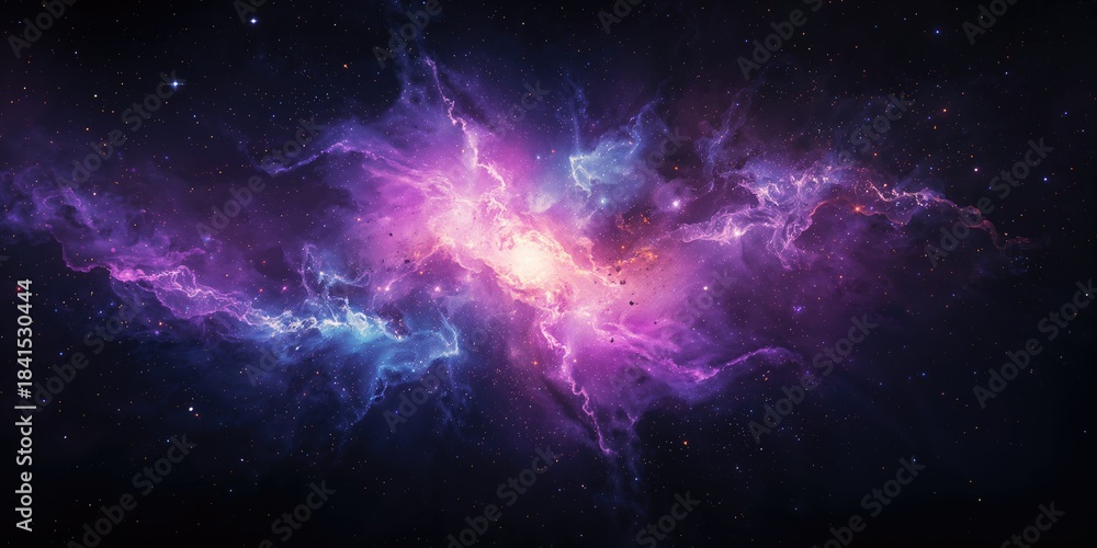Obraz premium Vivid cosmic nebula scene featuring stars, asteroids, and energetic explosions for visual backgrounds