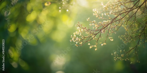 Blurred tree branches in the background used for text overlay in editorial layouts, seasonal change awareness day