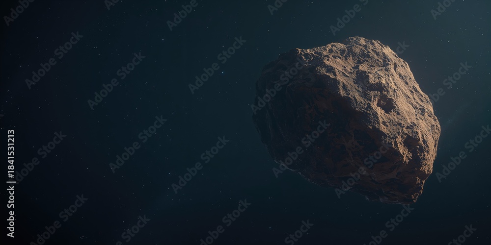 Obraz premium Cratered asteroid surface, highlighting space object analysis and planetary features