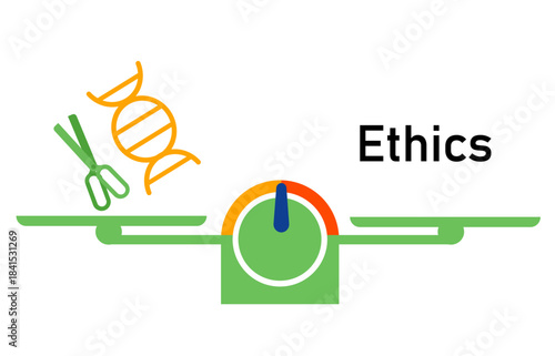 Ethics and moral issue in gene DNA editing ethical dilemma on CRISPR concept vector illustration