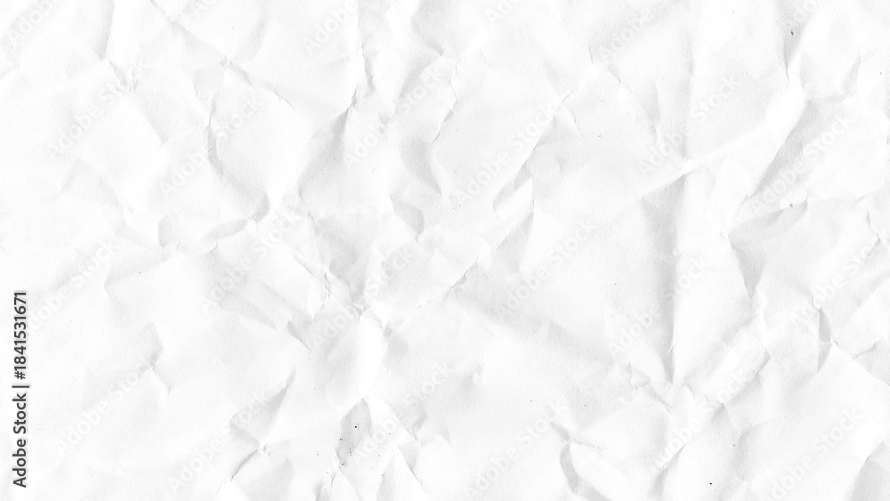 Naklejka premium Crumpled paper texture background. White wrinkled sheet. Overlay effect image