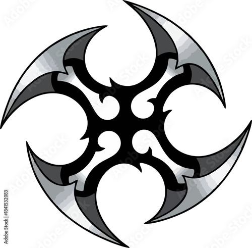 Fotografie Futuristic Tribal Ninja Shuriken Vector Icon Isolated