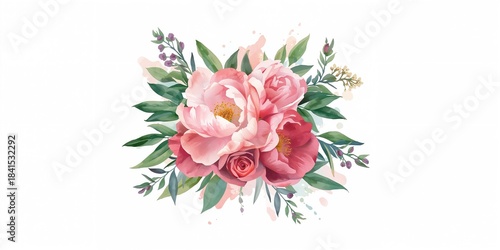 Wallpaper Mural Summer floral arrangement with leaves and flowers, suitable for background layouts Torontodigital.ca