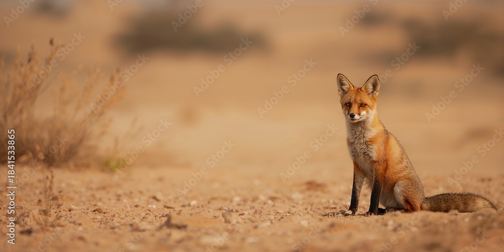 Naklejka premium Clever desert animal, Rajasthan's fox, adapted for survival in arid environments, desert wildlife awareness day