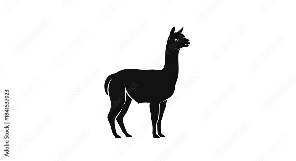 Fototapeta premium Elegant Llama Silhouette - A Minimalist Animal Illustration for Design Projects.