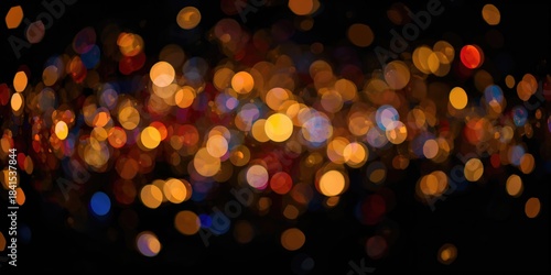 Vivid colorful bokeh effects on a dark background used for graphic design or visual layout, background for text and UI, Earth Day