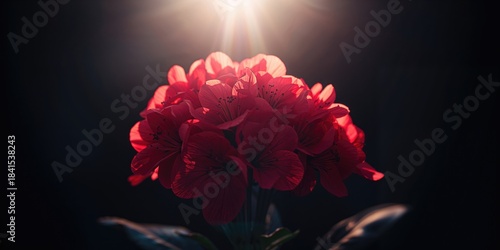 Macro shot of vivid red blossoms against a dark, out-of-focus background, ideal for decorative layouts