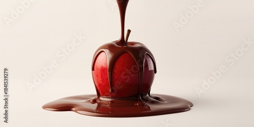 Chocolate-covered apple, a fruit with a rich coating, ideal for bakery displays
