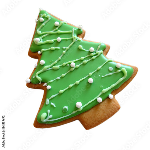 Gingerbread Christmas Tree Cookie Decoration Isolated on White Background HD