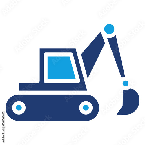Excavator Blue Color Icon
