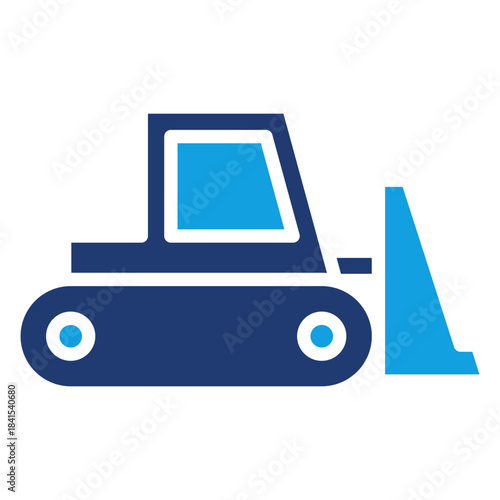 Bulldozer Blue Color Icon