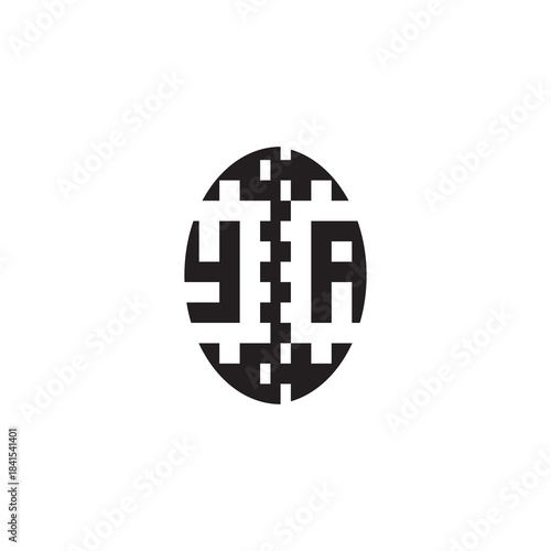 YA Alphabet Bold Unique Design Monogram Initial Alphabet Pixel Logo Concept
