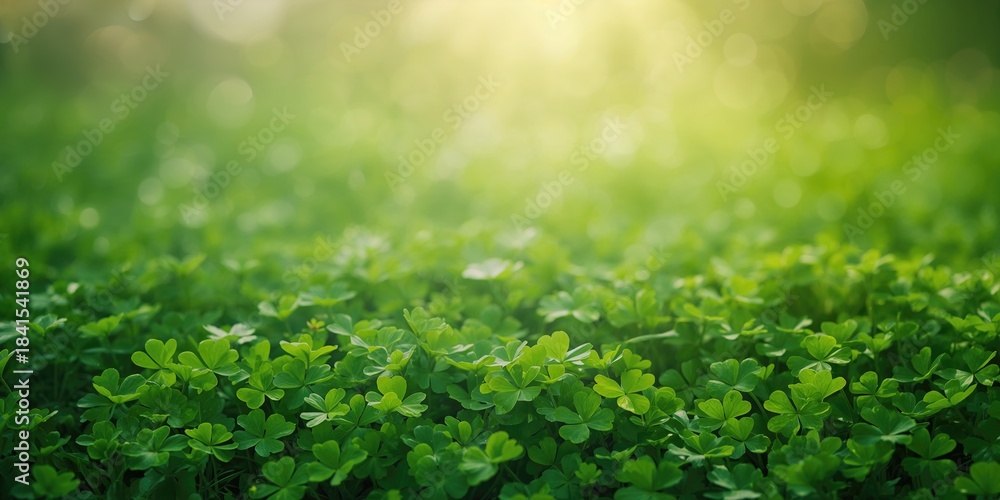 Obraz premium Abstract green foliage pattern featuring clover leaves, suitable for layout backgrounds