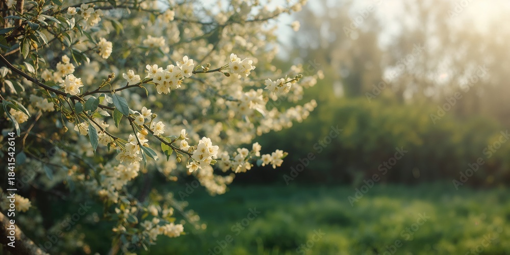 Fototapeta premium Elaeagnus angustifolia branch featuring pale yellow flowers and silver leaves, plants ornamental value