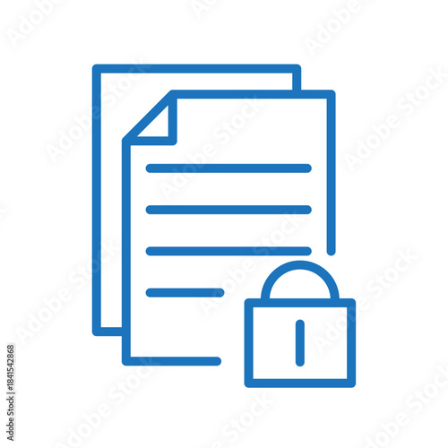Unlock Documents Vector Icon. Access Control List Vector Line Icon. Folder save icon vector design. Document Security Flat Blue Icon Vector Illustration. 