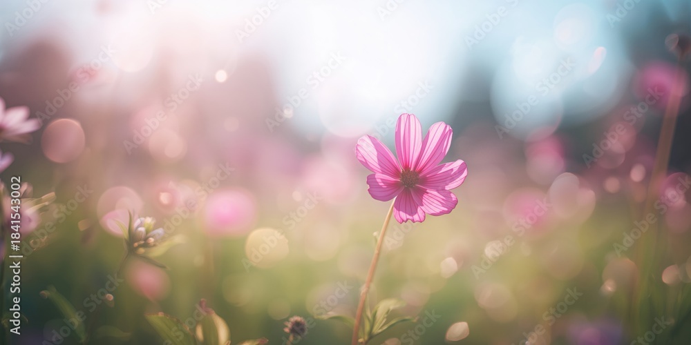 Obraz premium Summer flowers creating a bokeh backdrop, floral details, seasonal natural scene, isolated blossoms for visual design