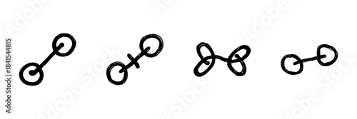 Chain Link Line Icon Set In Doodle Style. Connection, Security, And Networking Outline Sketch Collection. Symbolizing Strength And Unity. Hand Drawn Isolated Vector Illustration