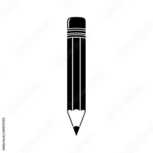 A sharp yellow graphite pencil with a wood finish and pink eraser icon, isolated as a 3d vector illustration for school education and office art equipment