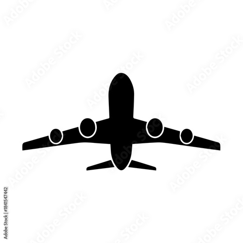 Aviation Silhouette: A sleek, black silhouette of an aircraft, its wings outstretched against a stark backdrop, embodies the spirit of flight and global travel.