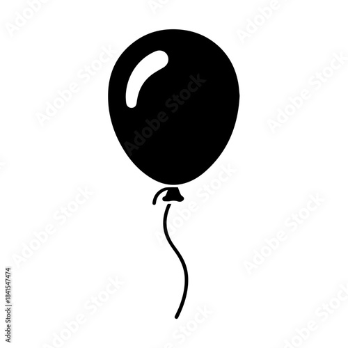 Floating Silhouette: A minimalist illustration captures a sleek, dark-colored balloon, buoyant against the space. Its simplicity conveys an air of levity and celebration.