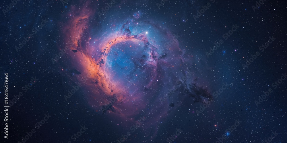 Obraz premium Colorful night sky featuring stars and nebulae, designed for space-inspired layout